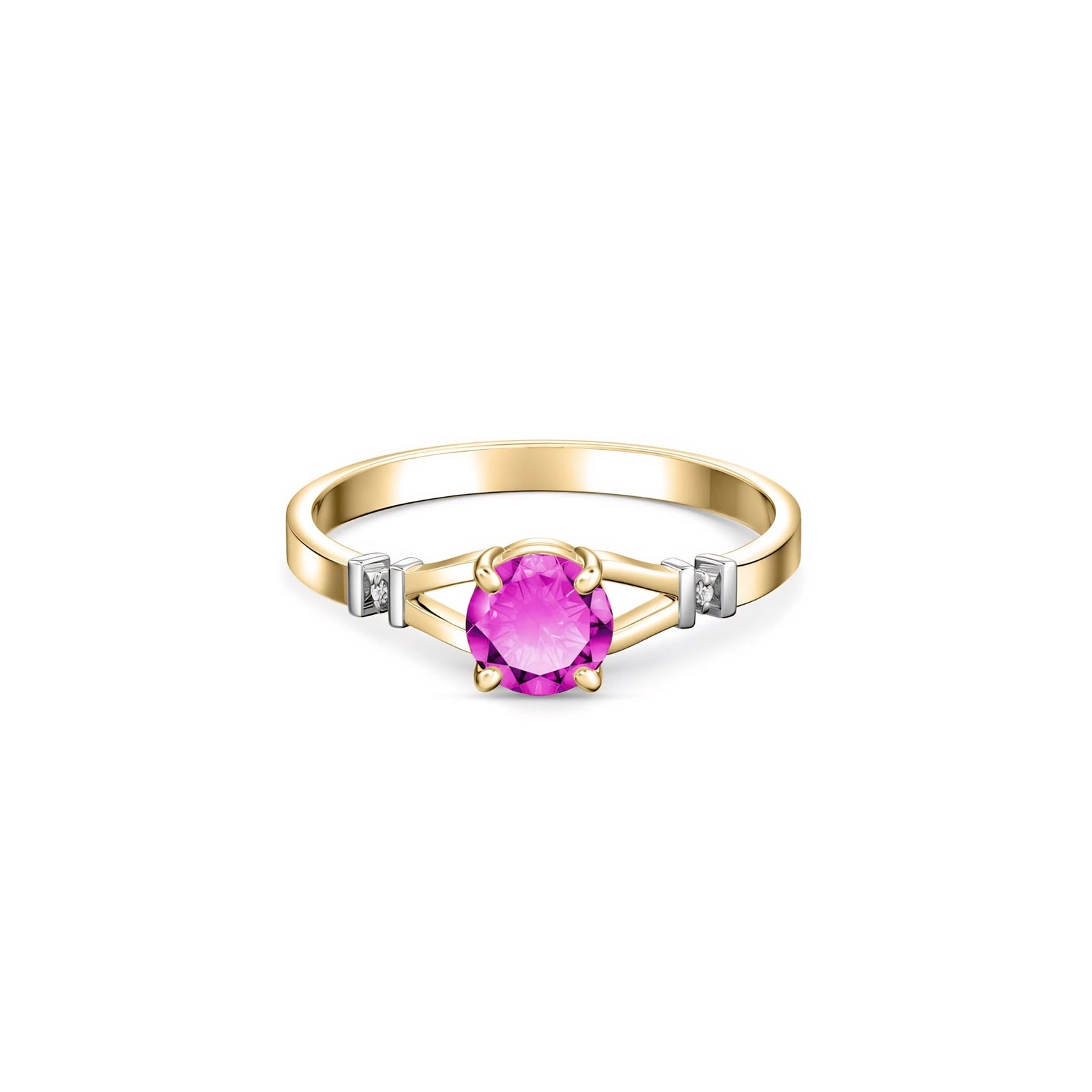 Yellow Gold Signature Ring Ruby 10K — Guendalina