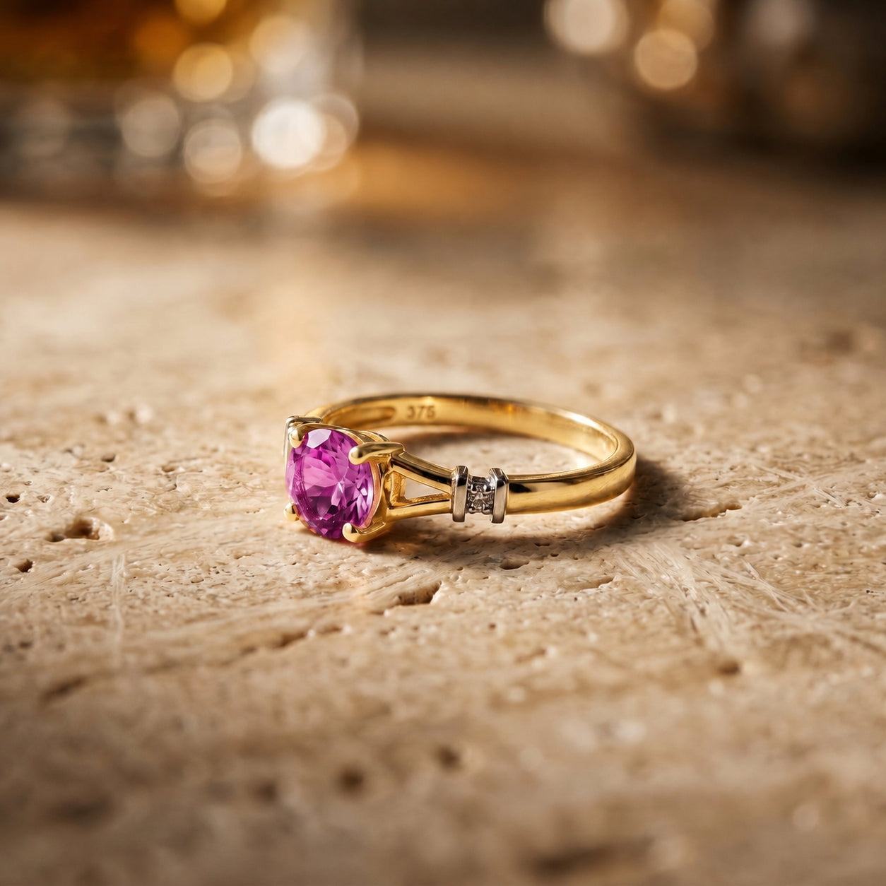 Yellow Gold Signature Ring Ruby 10K — Guendalina