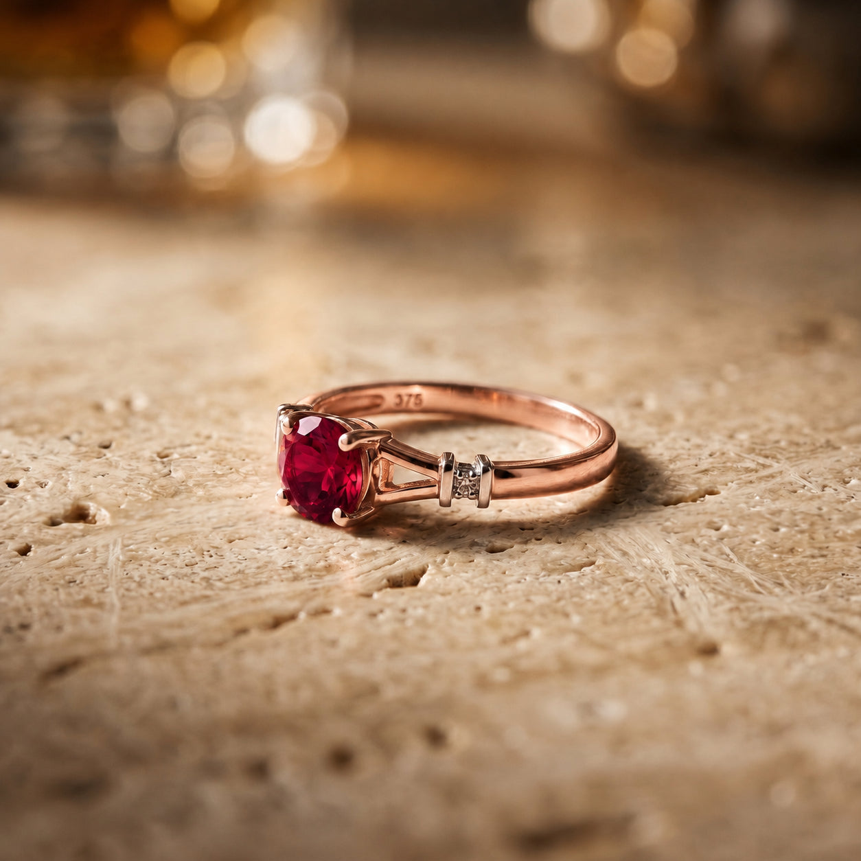 Rose Gold Signature Ring Sapphire 10K — Guendalina