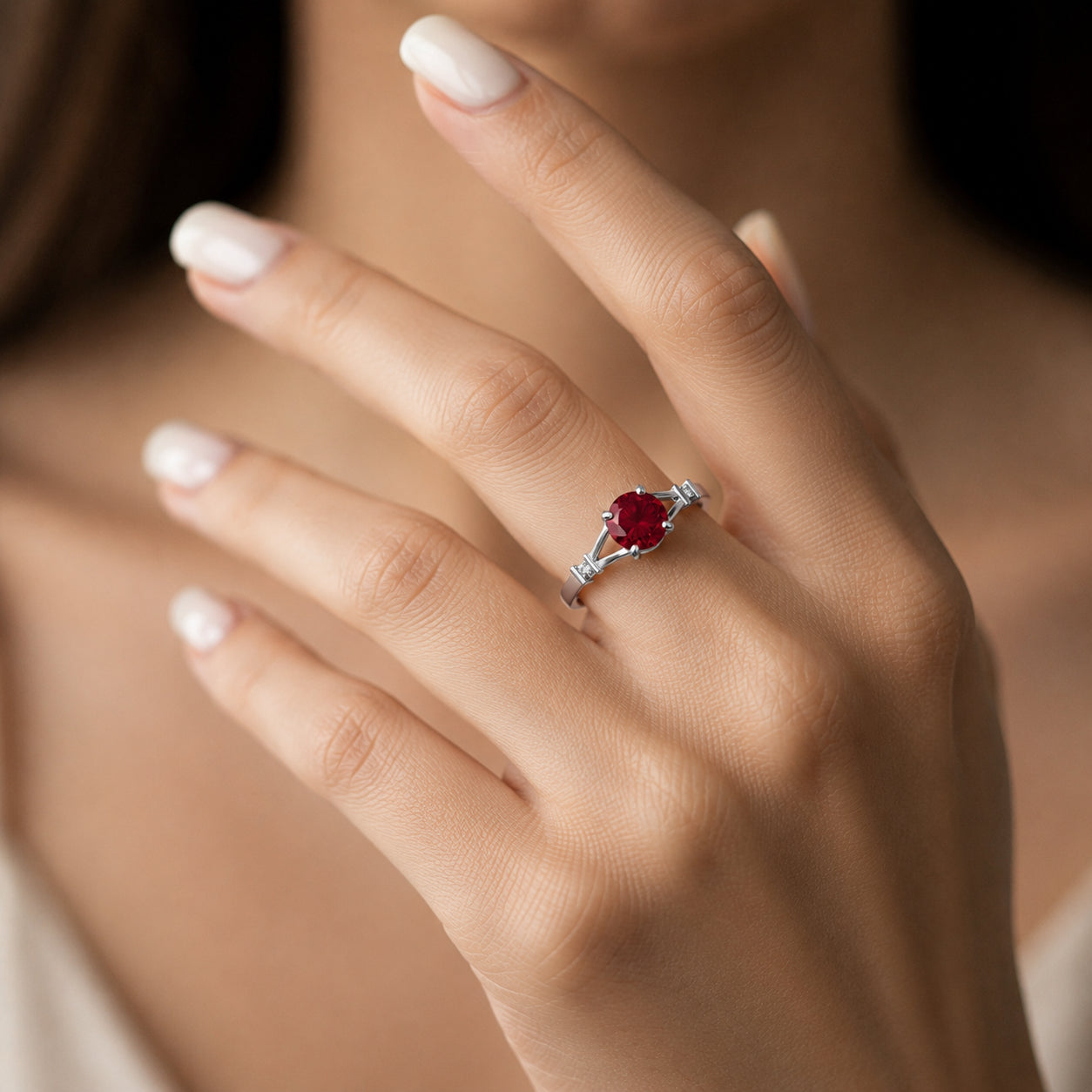 White Gold Signature Ring Sapphire 10K — Guendalina