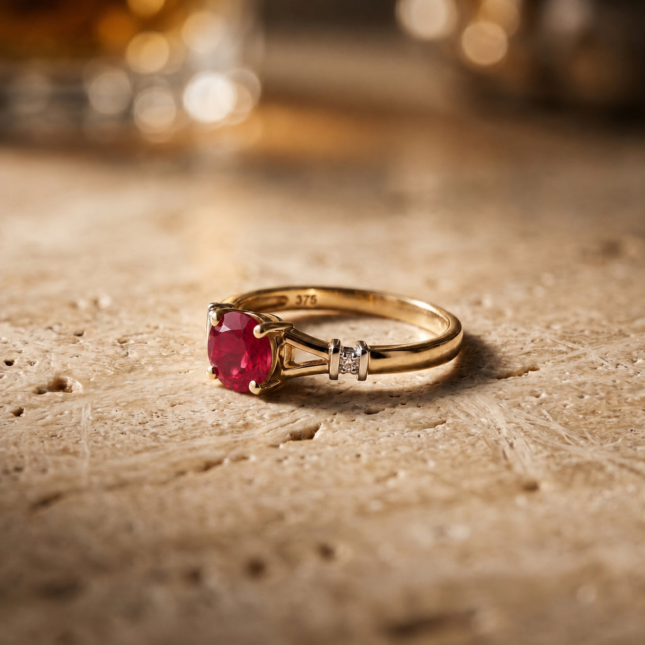 Yellow Gold Signature Ring Sapphire 10K — Guendalina