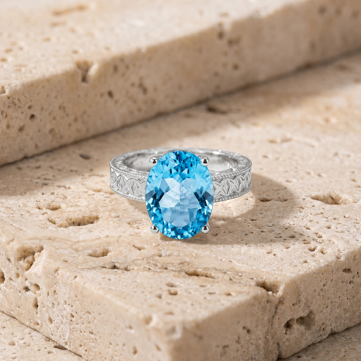 White Gold Blue Topaz — Rosa