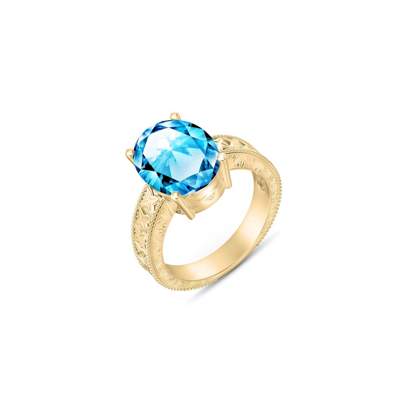 Yellow Gold Blue Topaz — Rosa