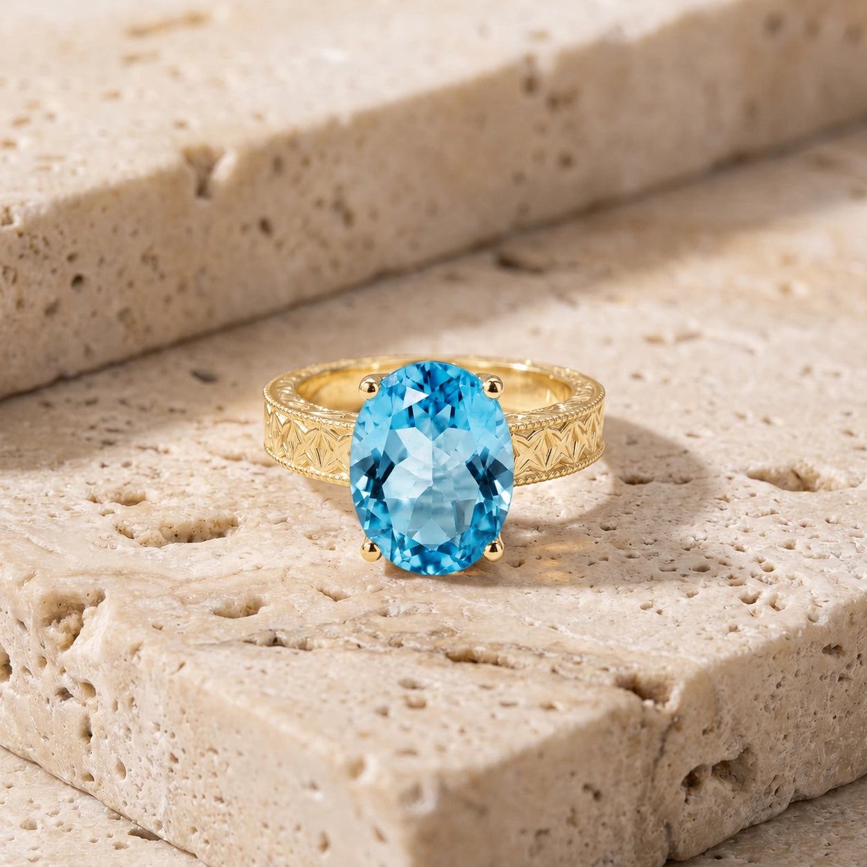 Yellow Gold Blue Topaz — Rosa