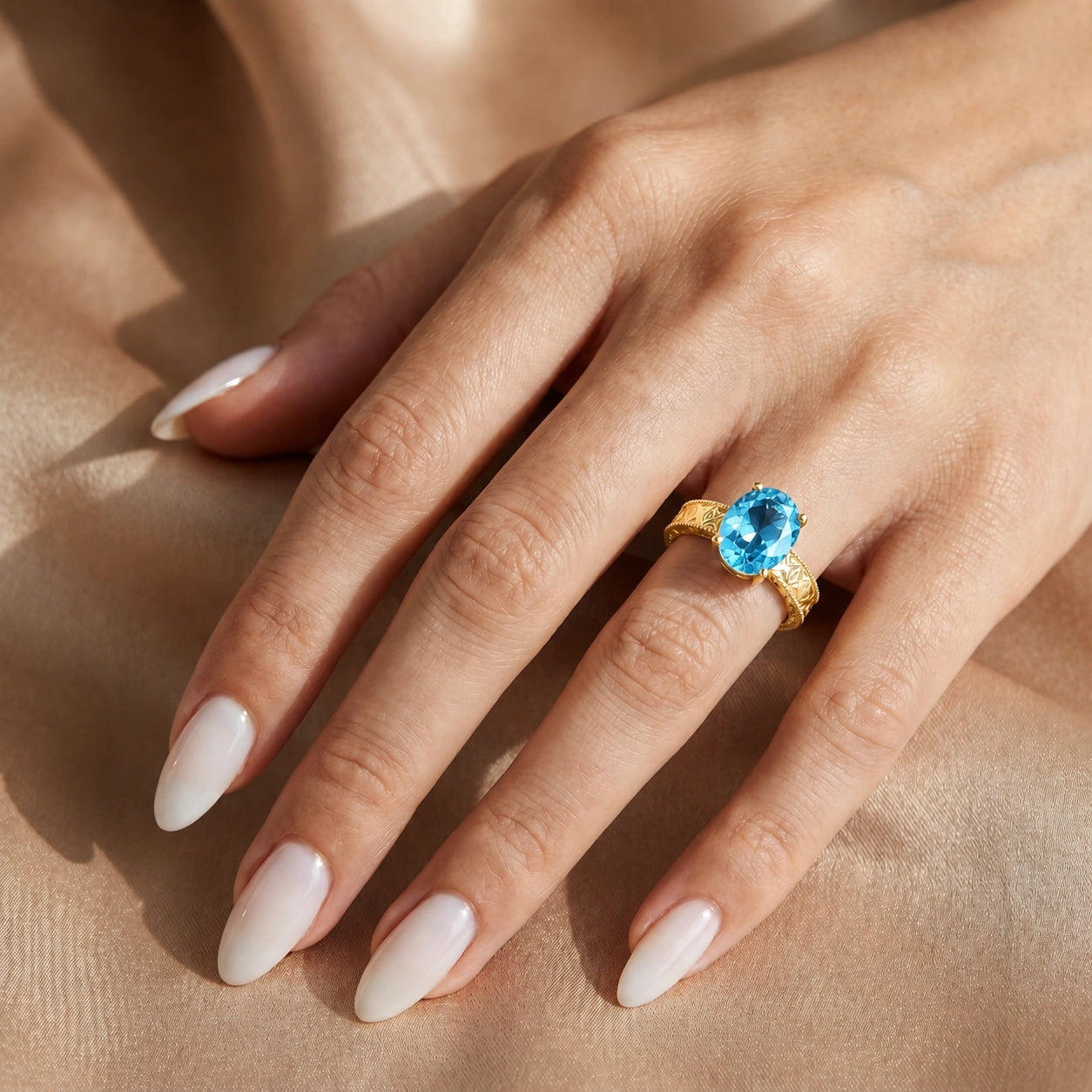 Yellow Gold Blue Topaz — Rosa