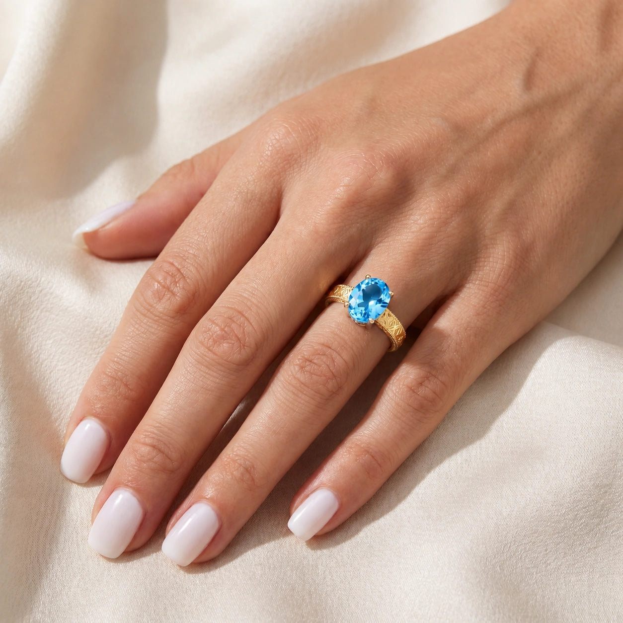 Yellow Gold Blue Topaz — Rosa