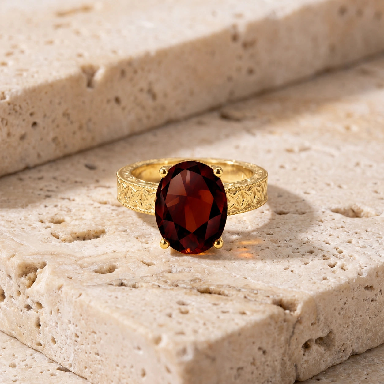 Yellow Gold Garnet — Rosa