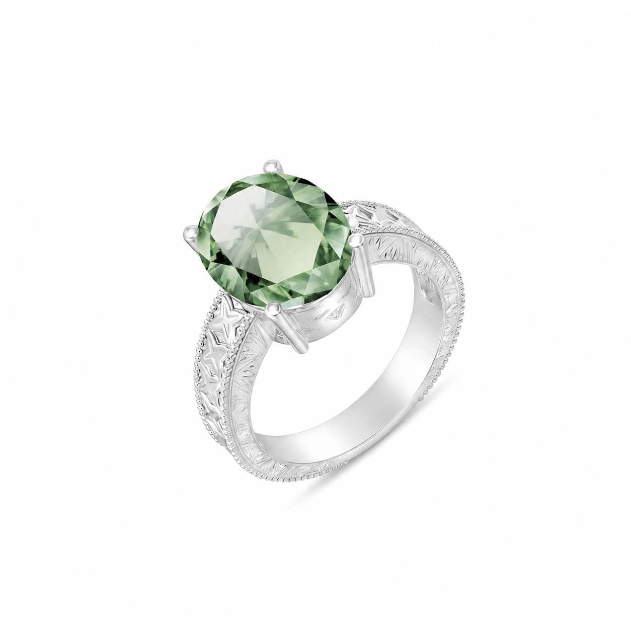 White Gold Green Amethyst — Rosa