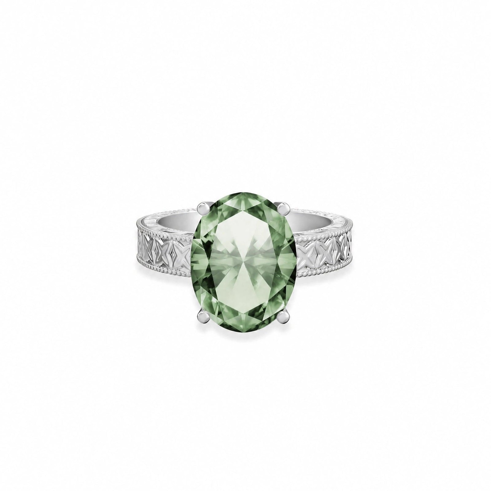 White Gold Green Amethyst — Rosa