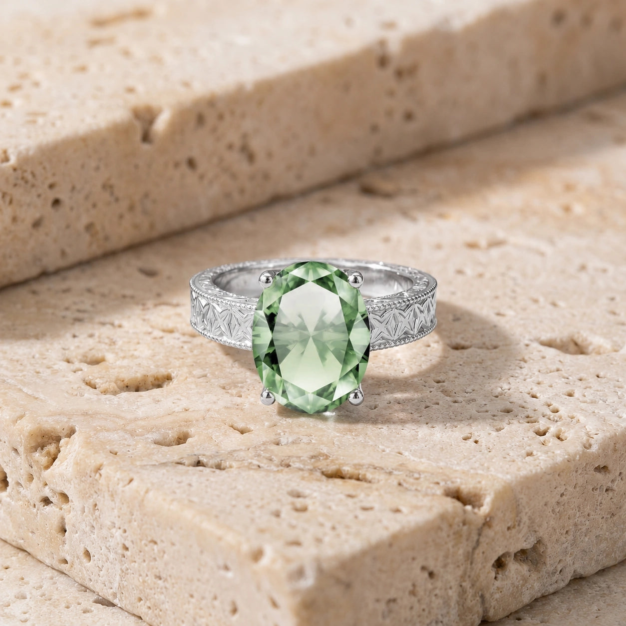 White Gold Green Amethyst — Rosa