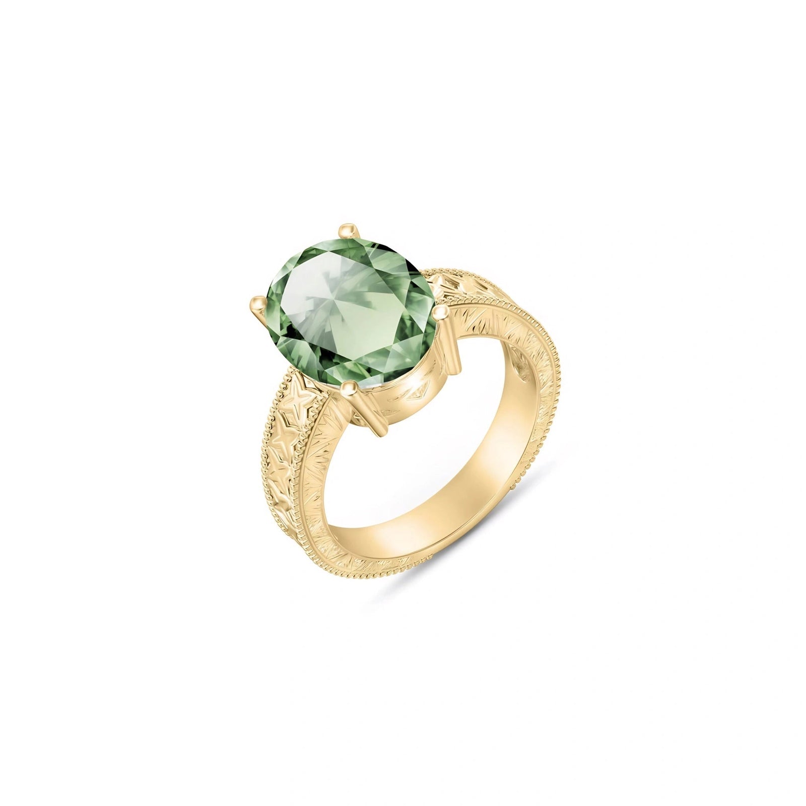 Yellow Gold Green Amethyst — Rosa