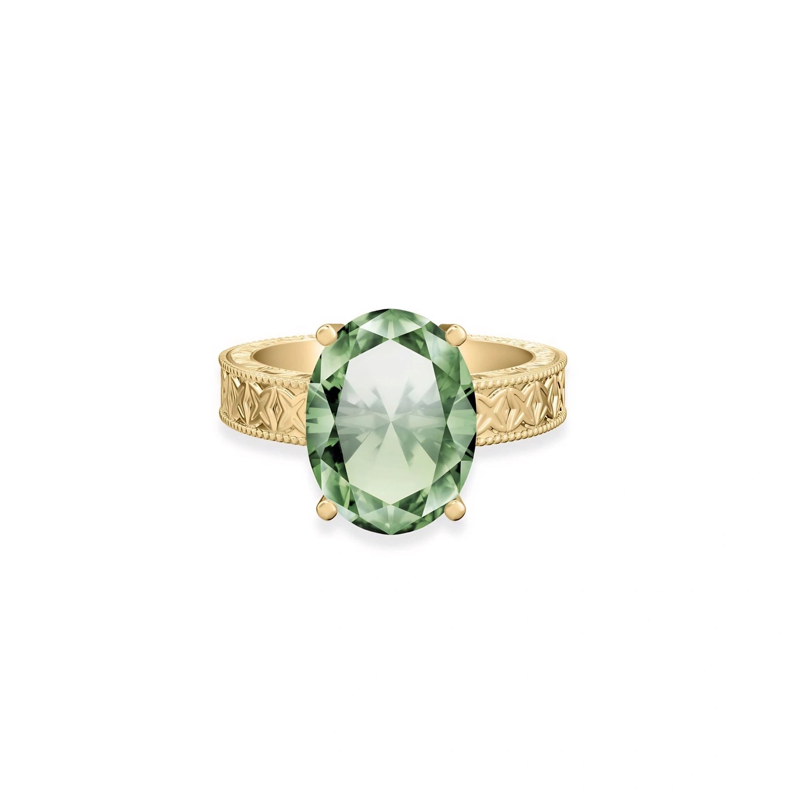 Yellow Gold Green Amethyst — Rosa