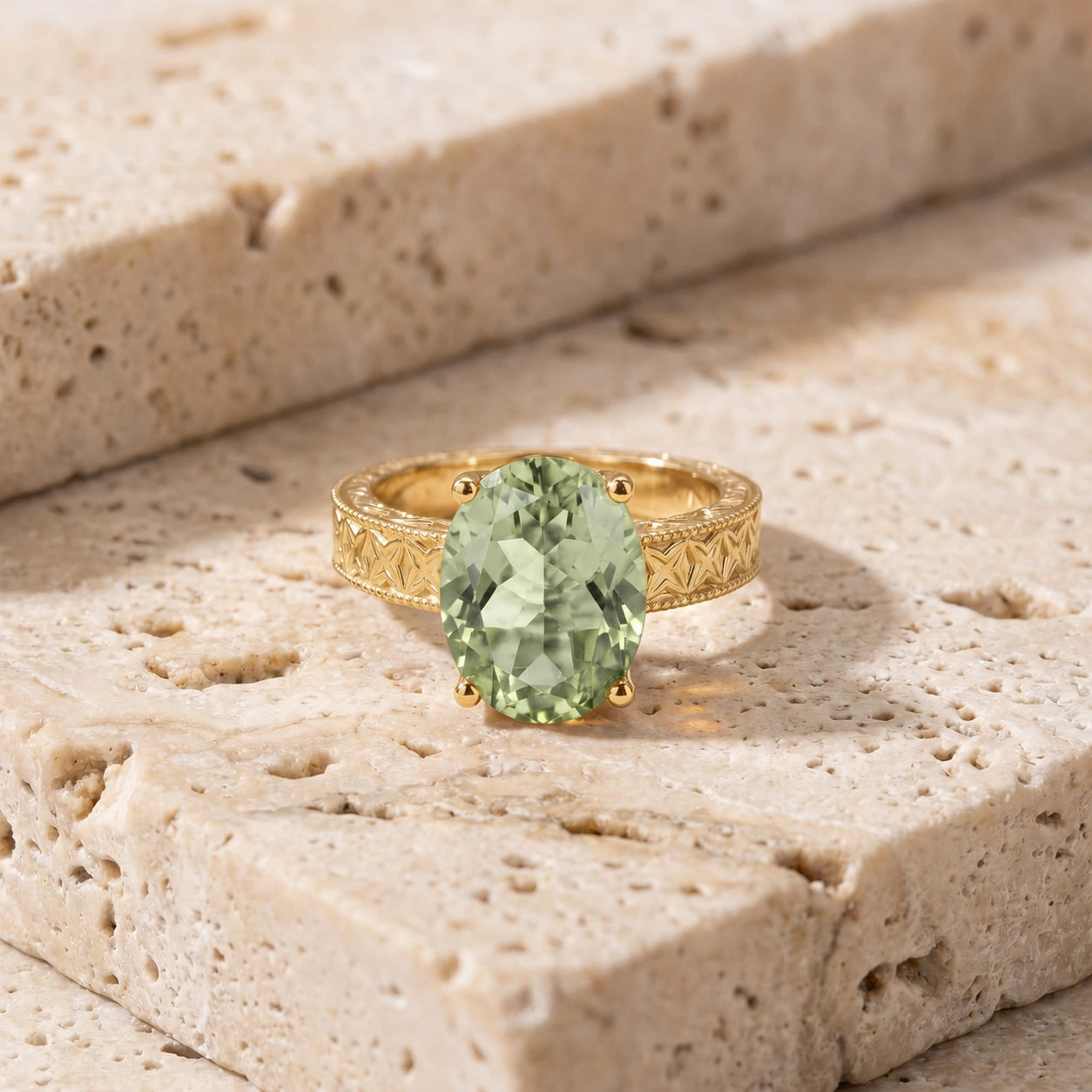 Yellow Gold Green Amethyst — Rosa