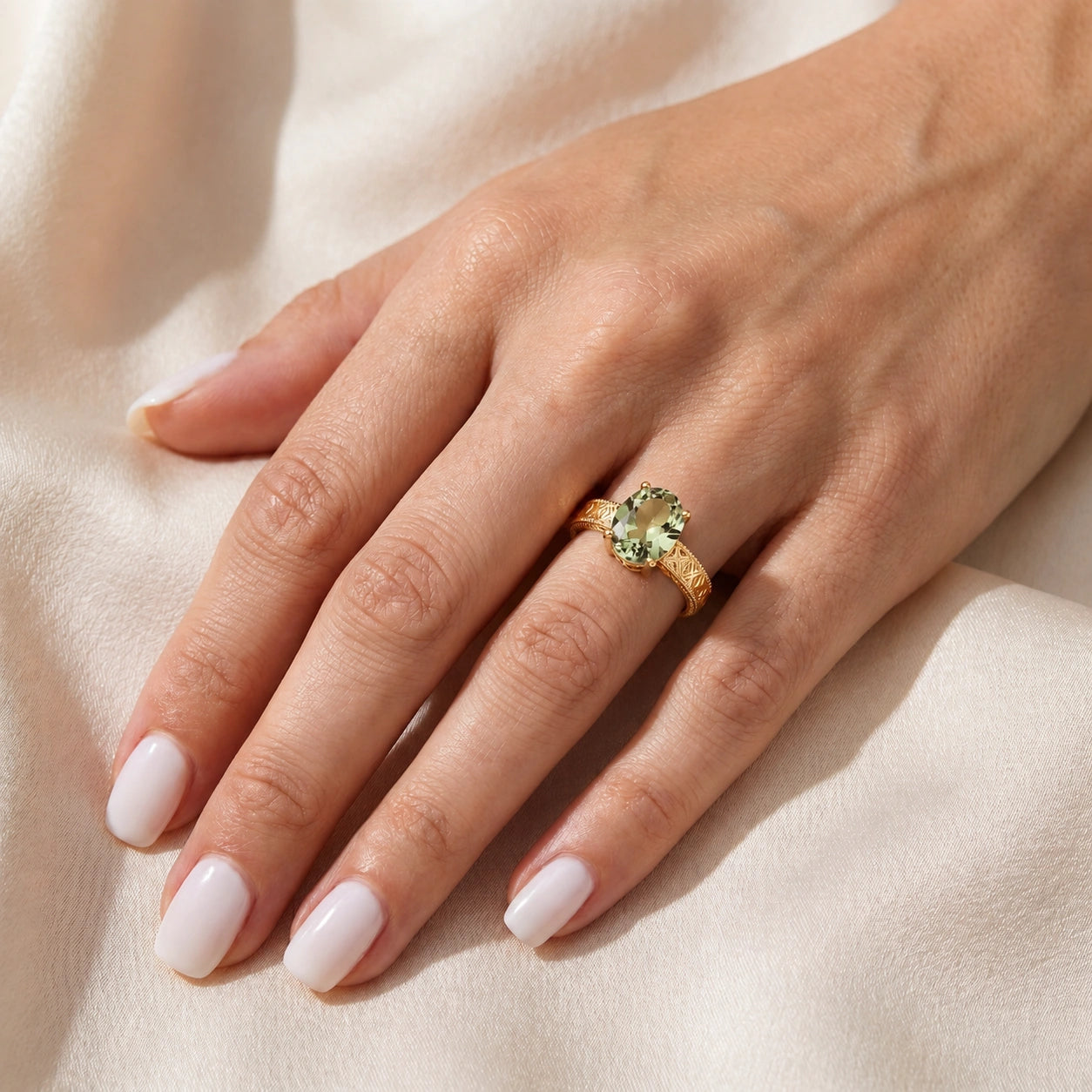 Yellow Gold Green Amethyst — Rosa