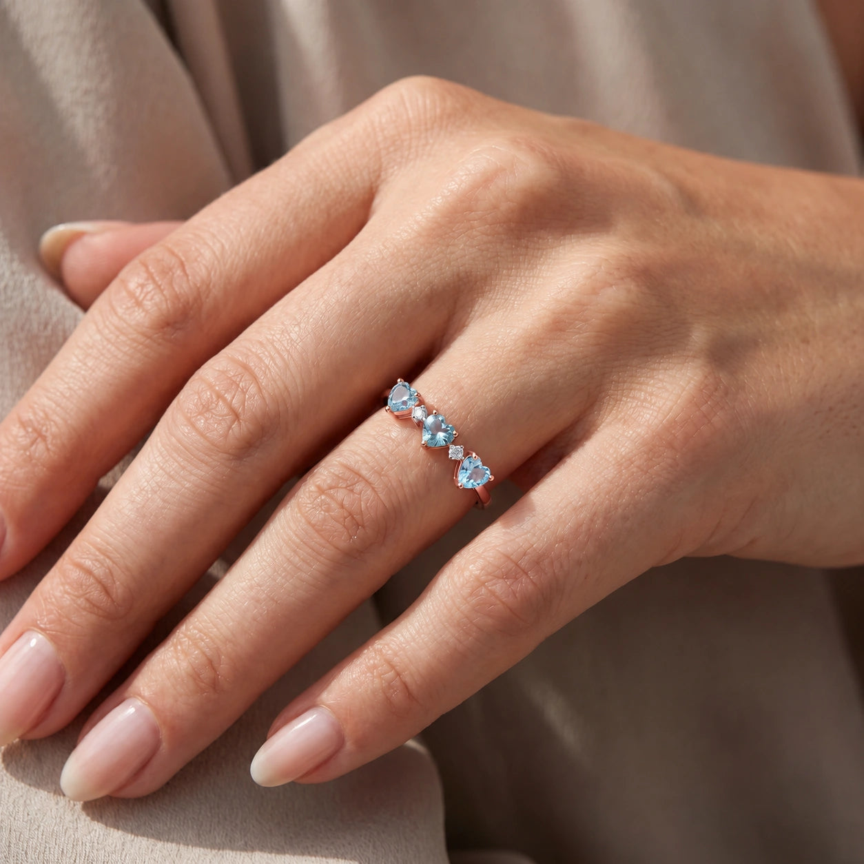 Rose Gold Blue Topaz & Diamond — Salomè