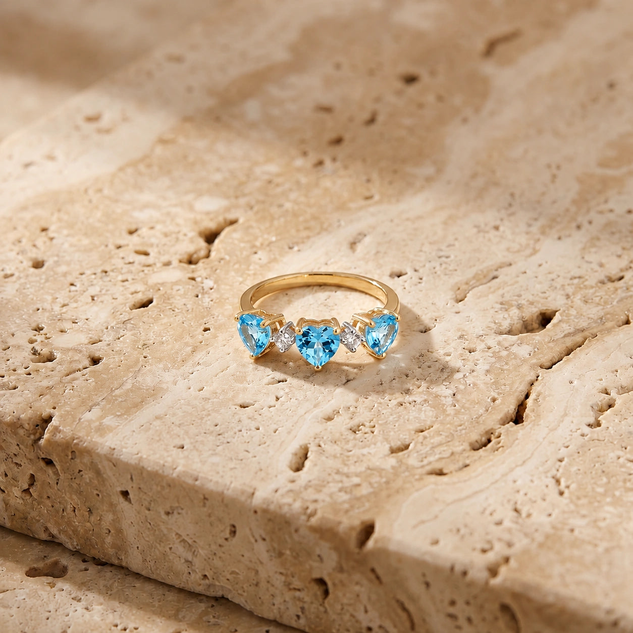 Yellow Gold Blue Topaz & Diamond — Salomè