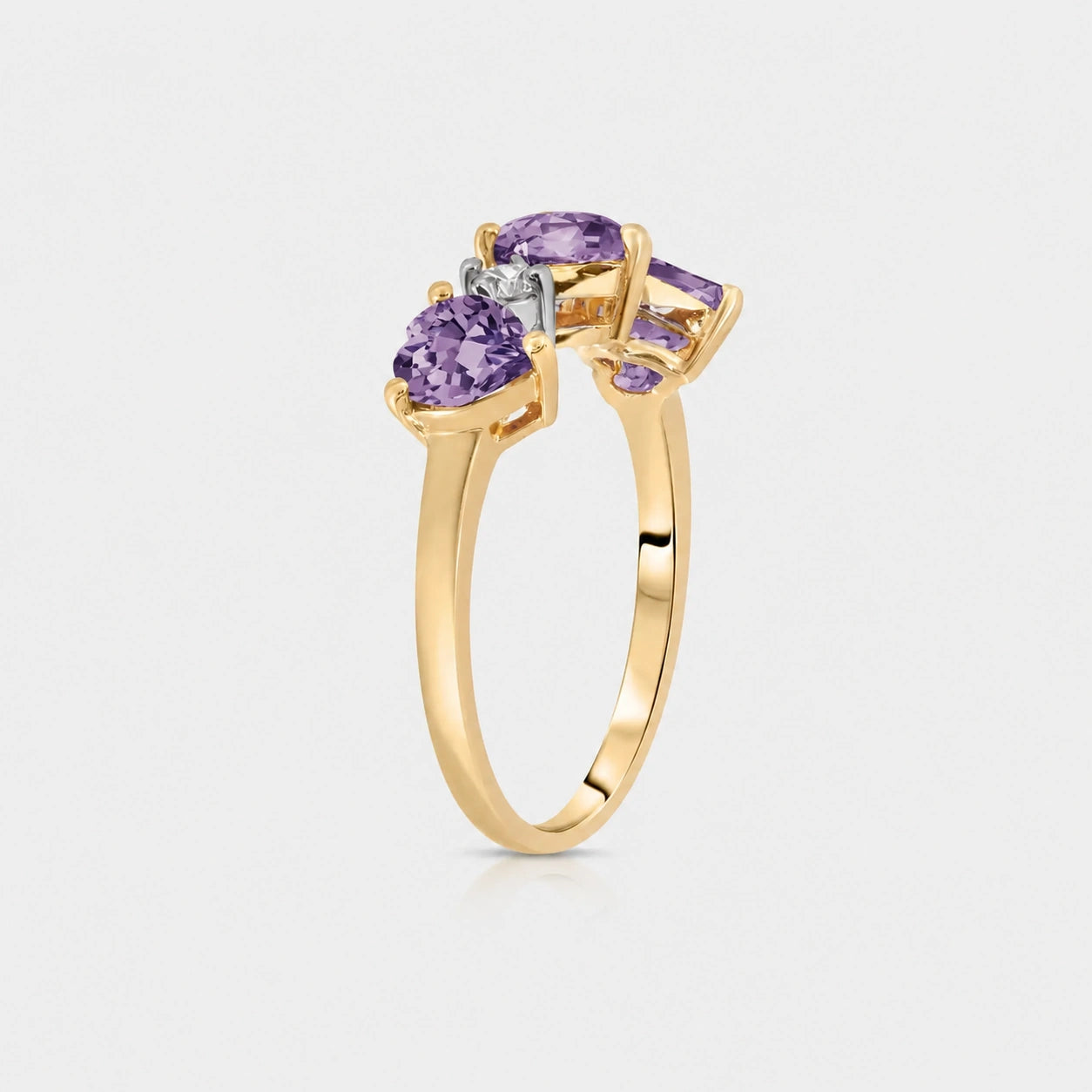 Yellow Gold Purple Amethyst & Diamond — Salomè