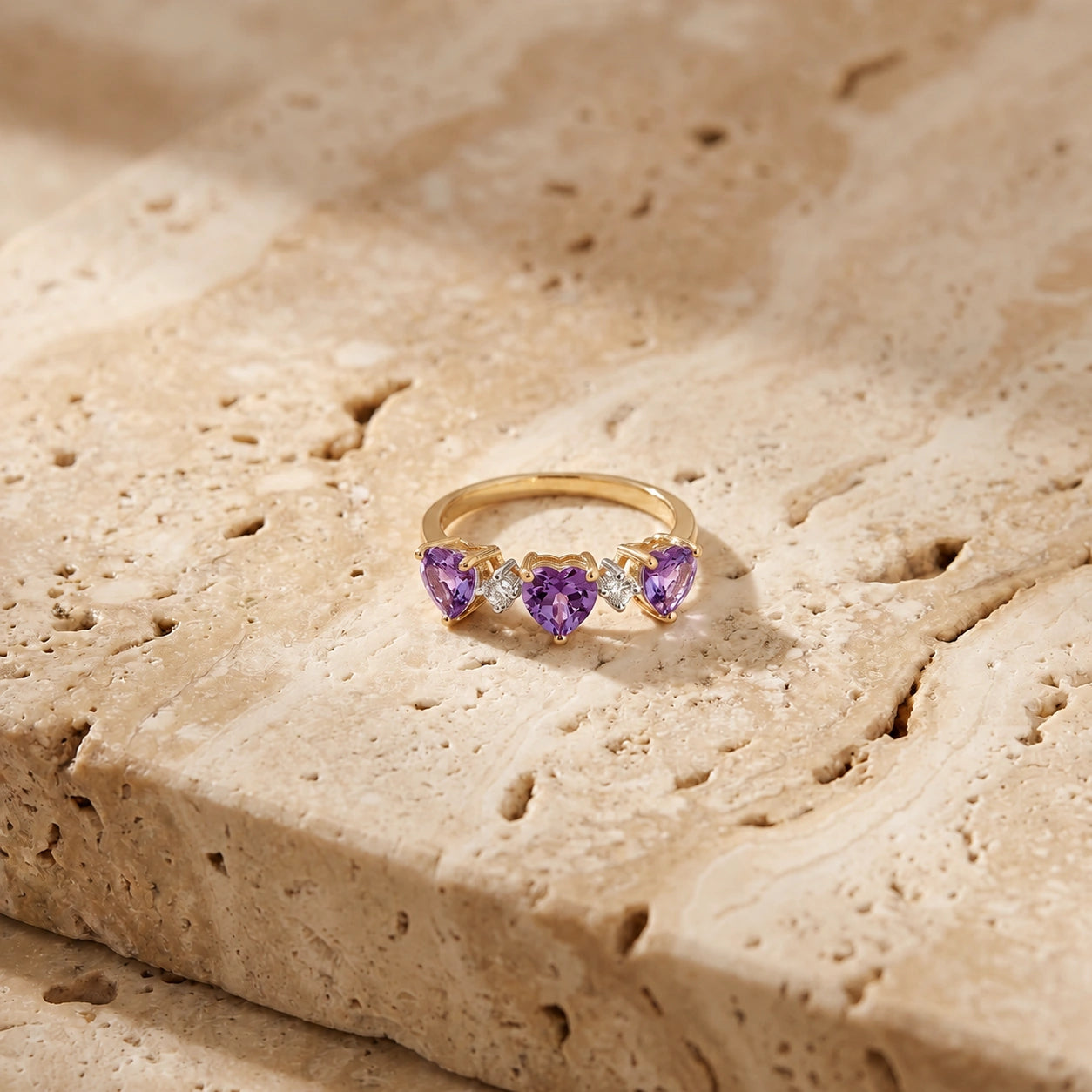 Yellow Gold Purple Amethyst & Diamond — Salomè