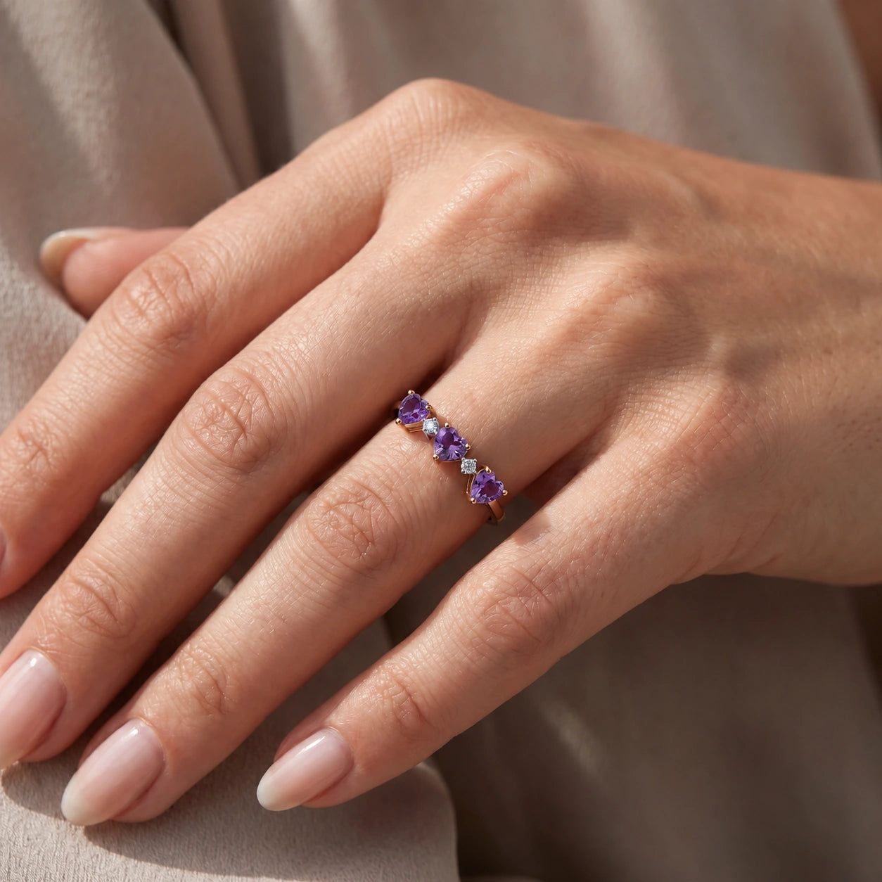 Yellow Gold Purple Amethyst & Diamond — Salomè