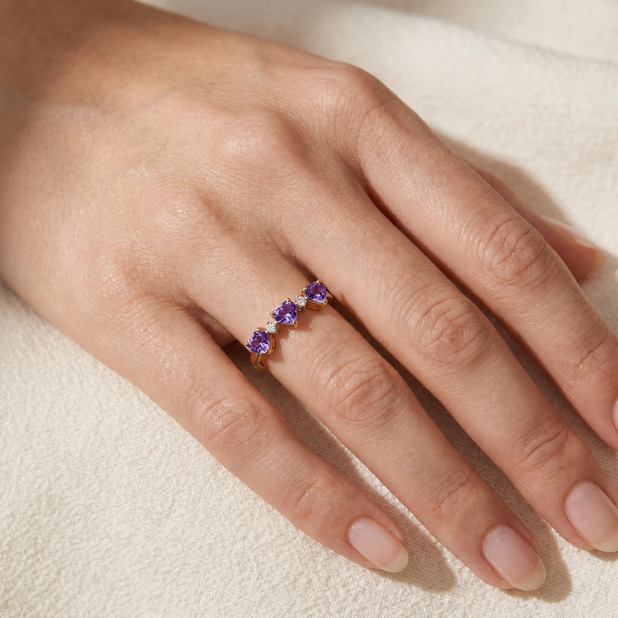 Yellow Gold Purple Amethyst & Diamond — Salomè