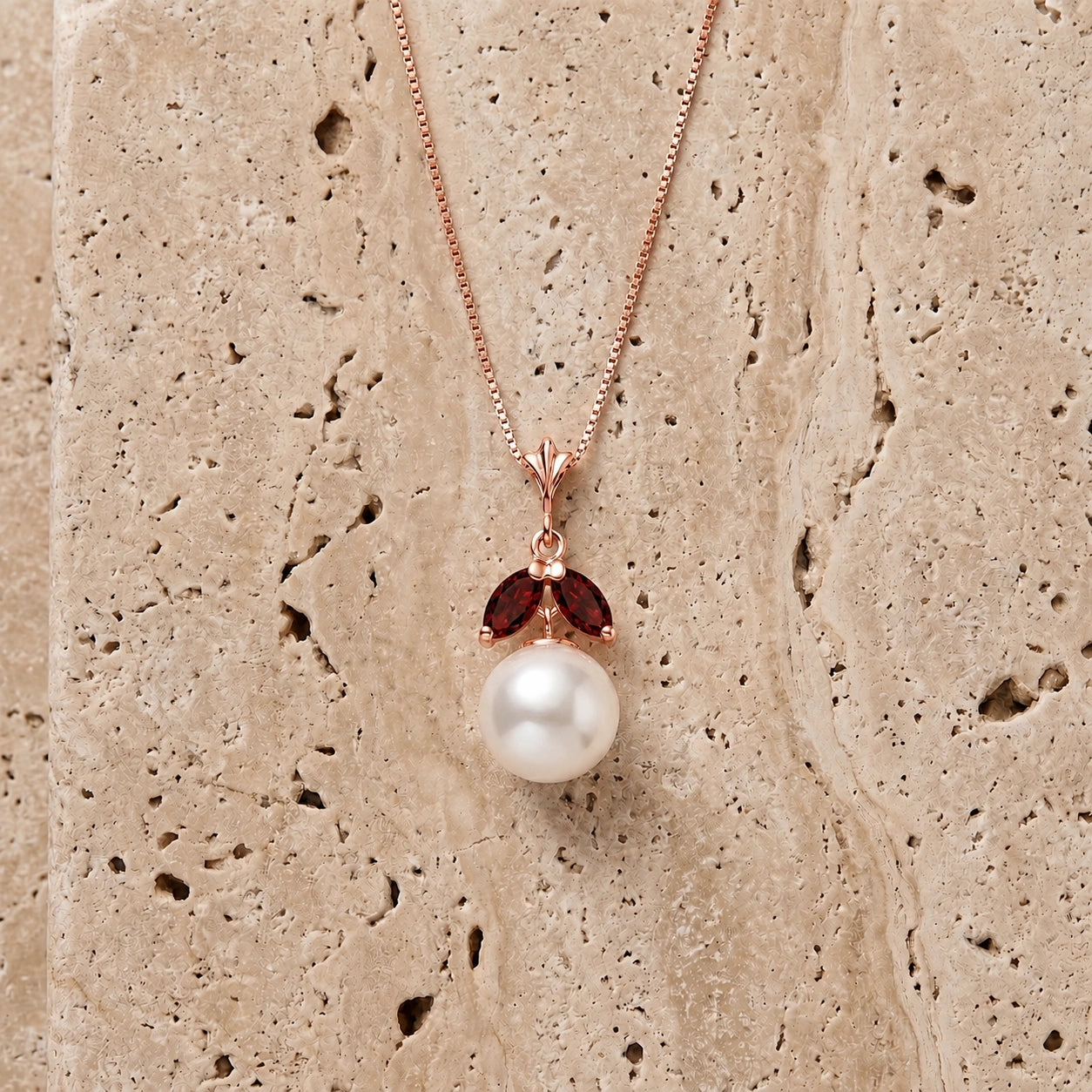 Rose Gold Belle Necklace Pearl 10K — Romilda