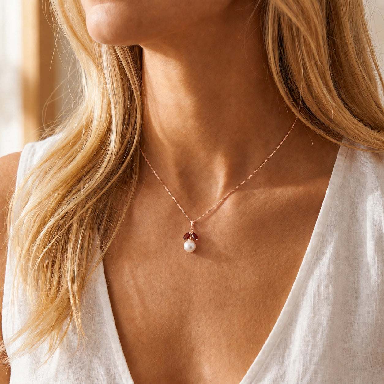 Rose Gold Belle Necklace Pearl 10K — Romilda