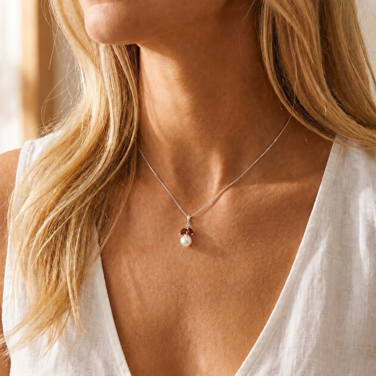 White Gold Belle Necklace Pearl 10K — Romilda