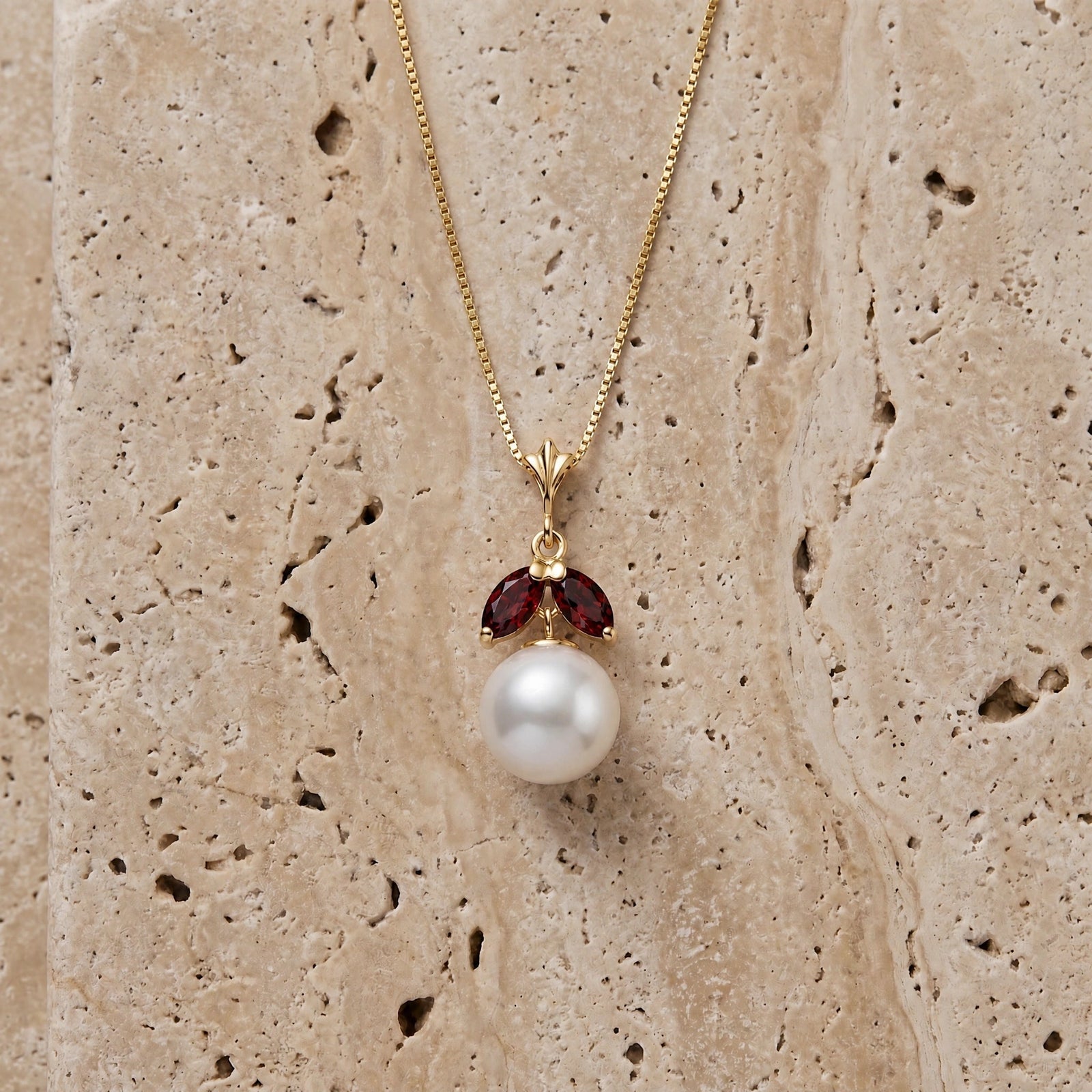 Yellow Gold Belle Necklace Pearl 10K — Romilda