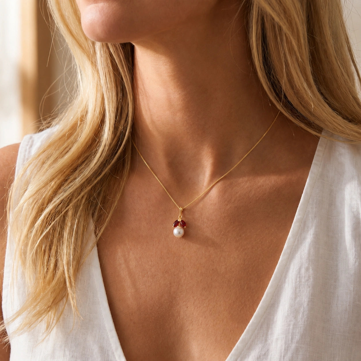 Yellow Gold Belle Necklace Pearl 10K — Romilda