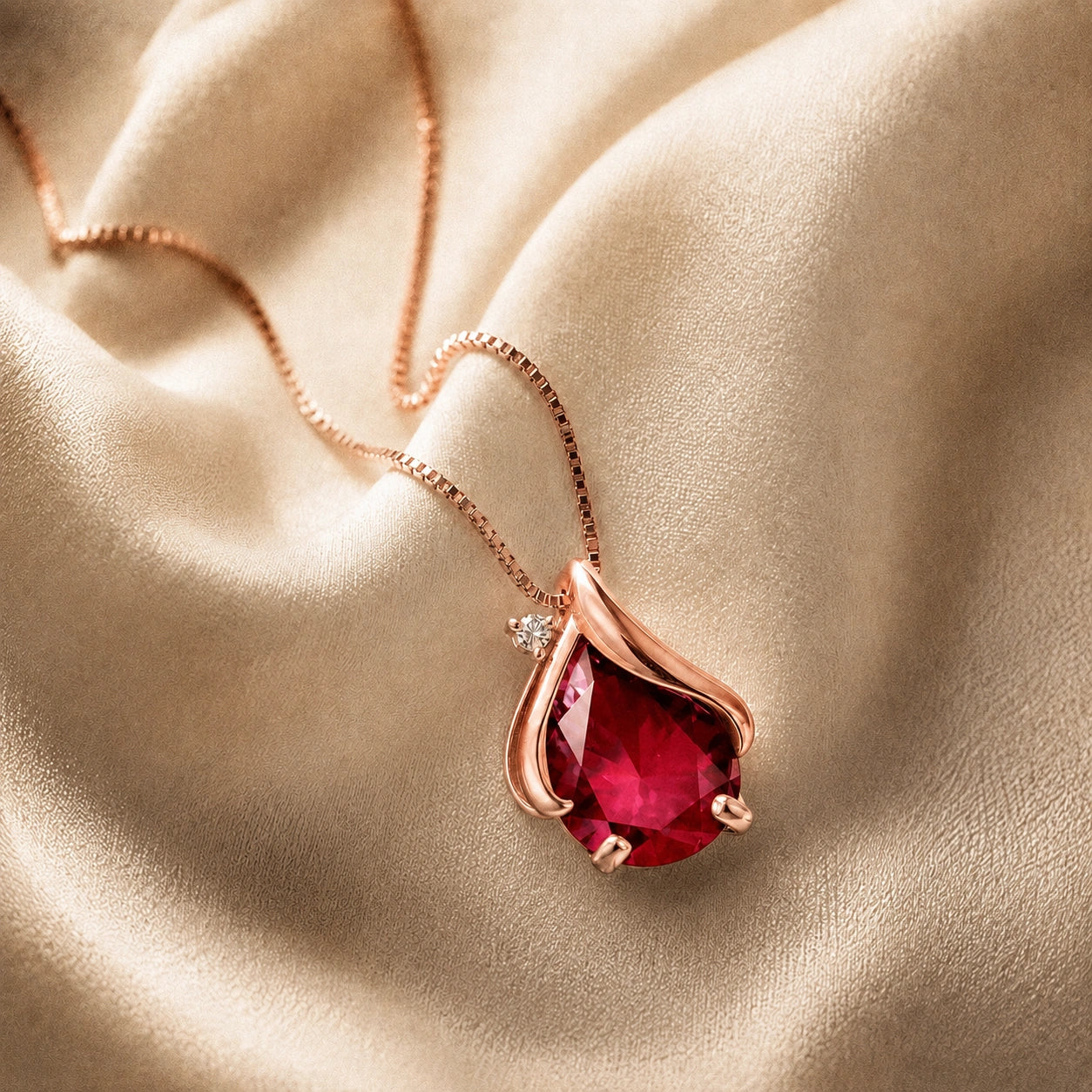 Rose Gold Signature Pendant Necklace Ruby 10K — Liana