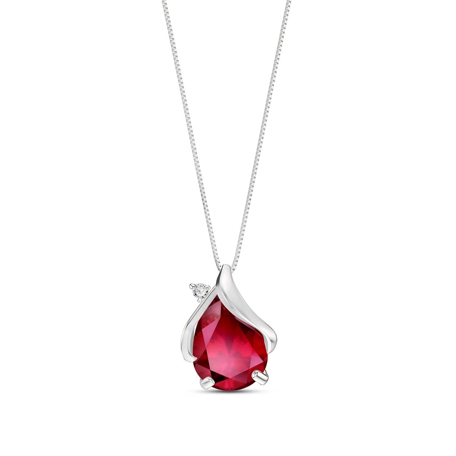 White Gold Signature Pendant Necklace Ruby 10K — Liana