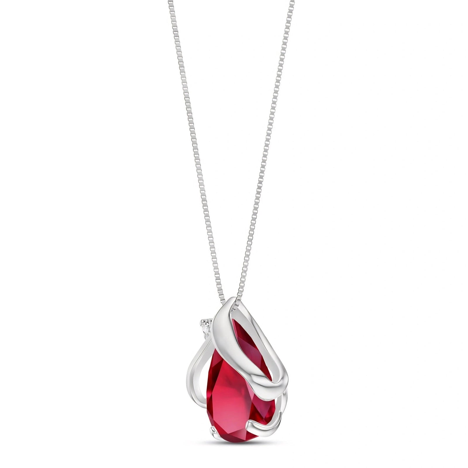 White Gold Signature Pendant Necklace Ruby 10K — Liana