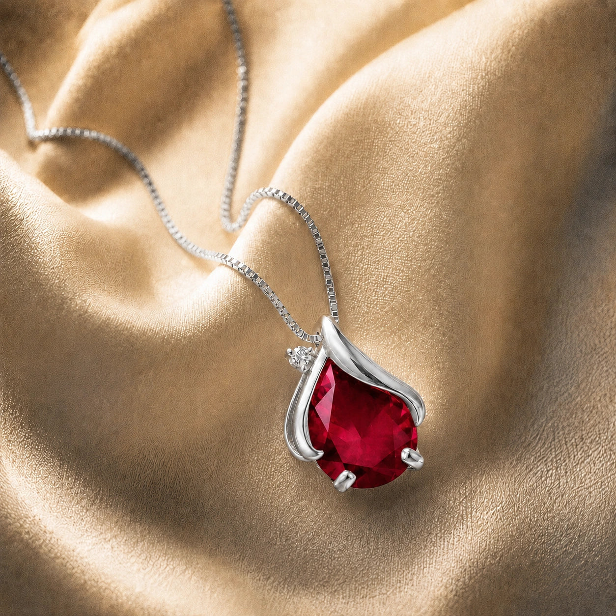 White Gold Signature Pendant Necklace Ruby 10K — Liana