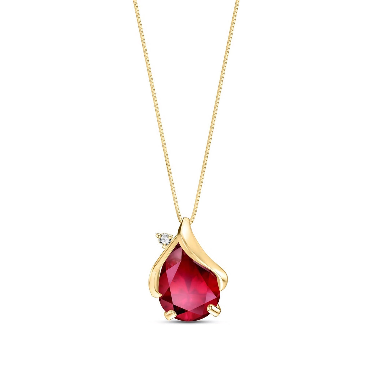 Yellow Gold Signature Pendant Necklace Ruby 10K — Liana