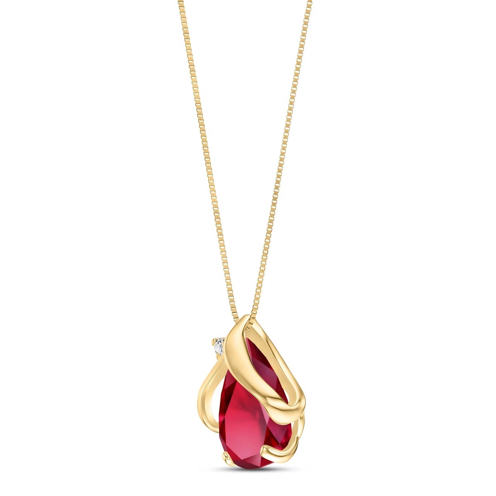 Yellow Gold Signature Pendant Necklace Ruby 10K — Liana
