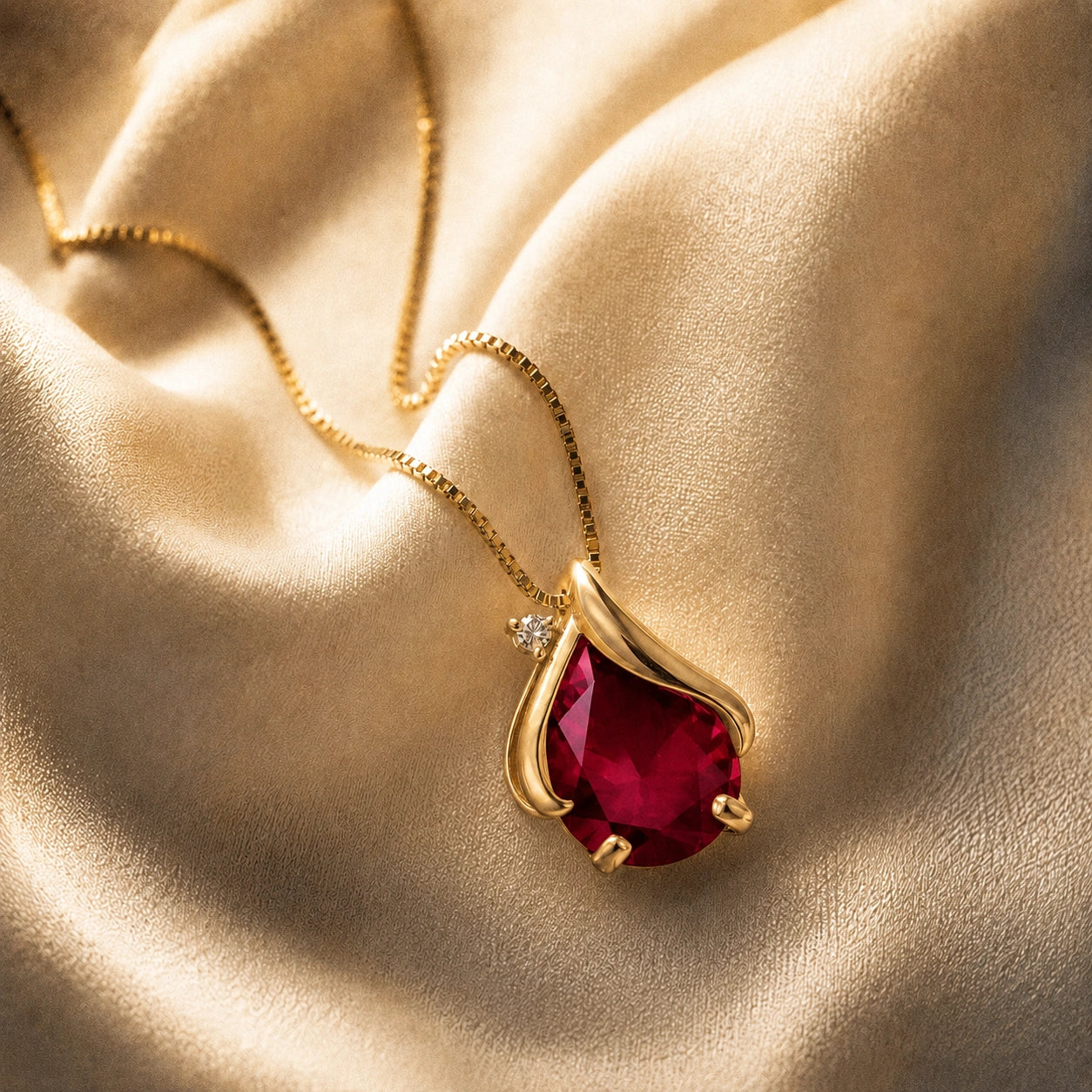 Yellow Gold Signature Pendant Necklace Ruby 10K — Liana