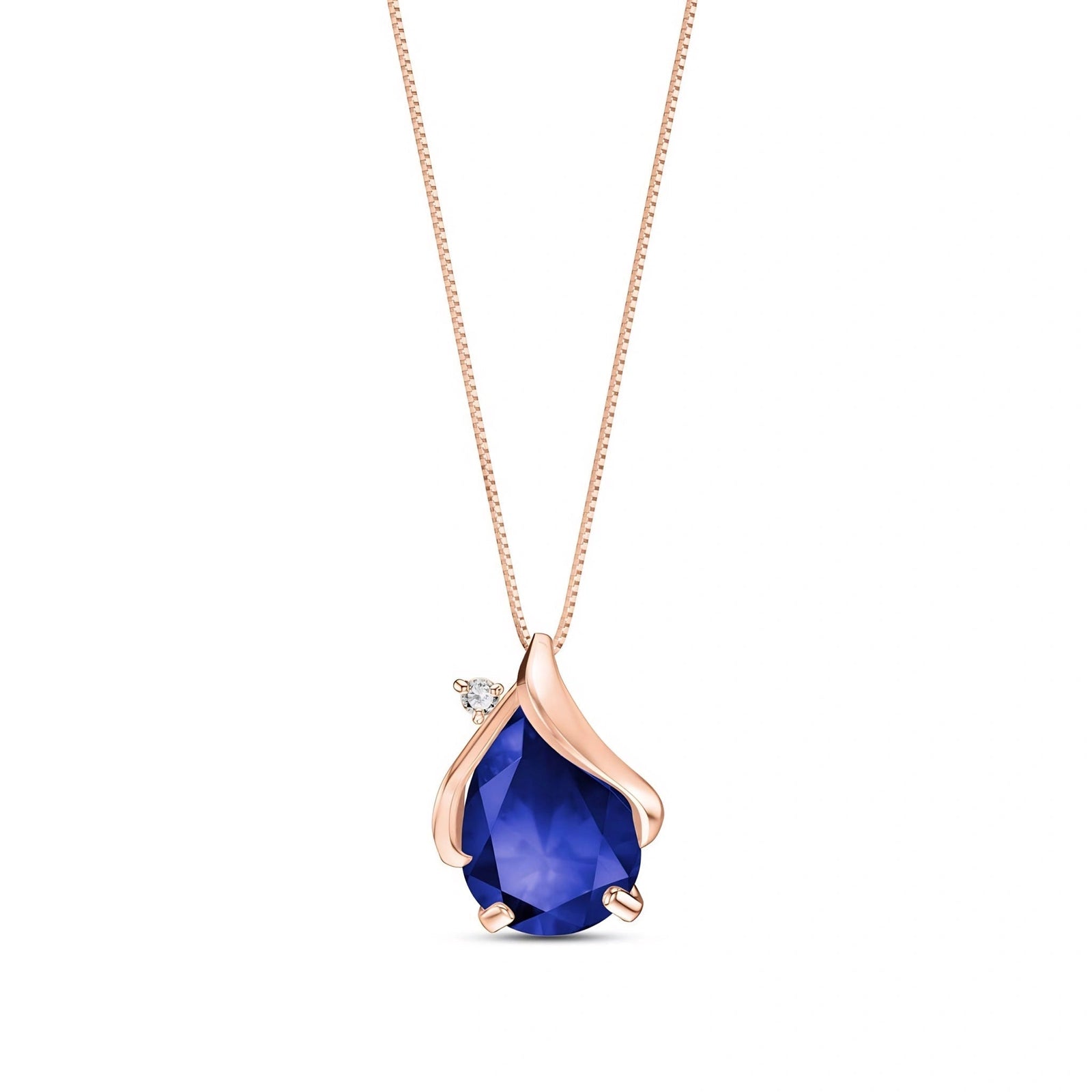 Rose Gold Signature Pendant Necklace Sapphire 10K — Liana