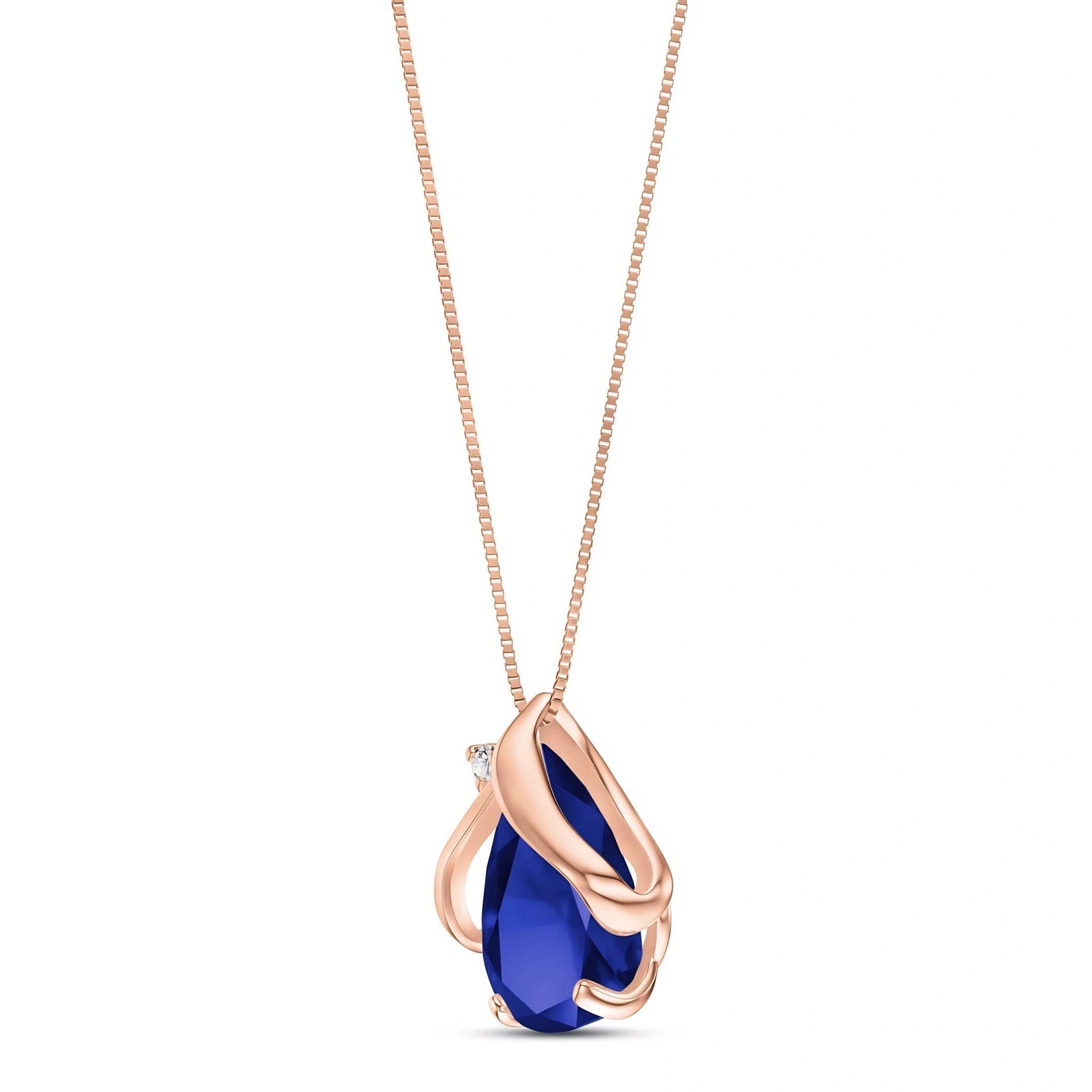 Rose Gold Signature Pendant Necklace Sapphire 10K — Liana