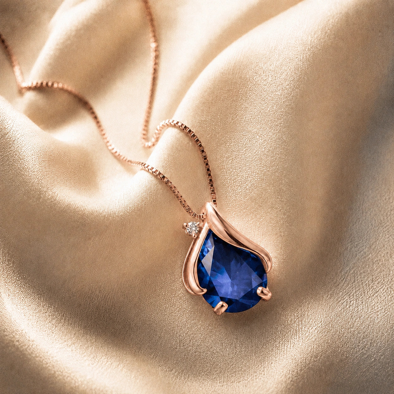 Rose Gold Signature Pendant Necklace Sapphire 10K — Liana