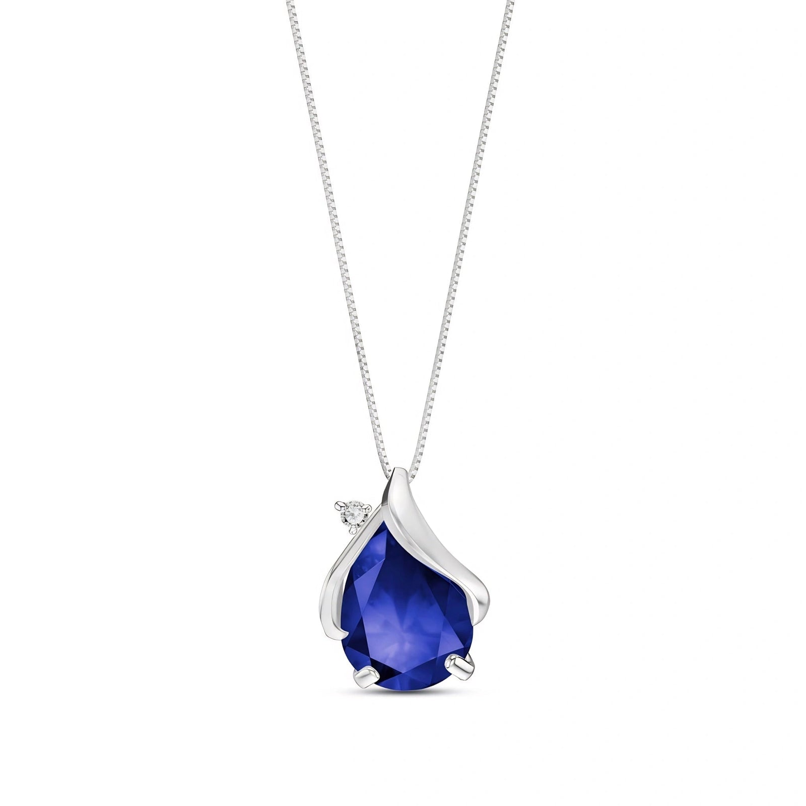 White Gold Signature Pendant Necklace Sapphire 10K — Liana