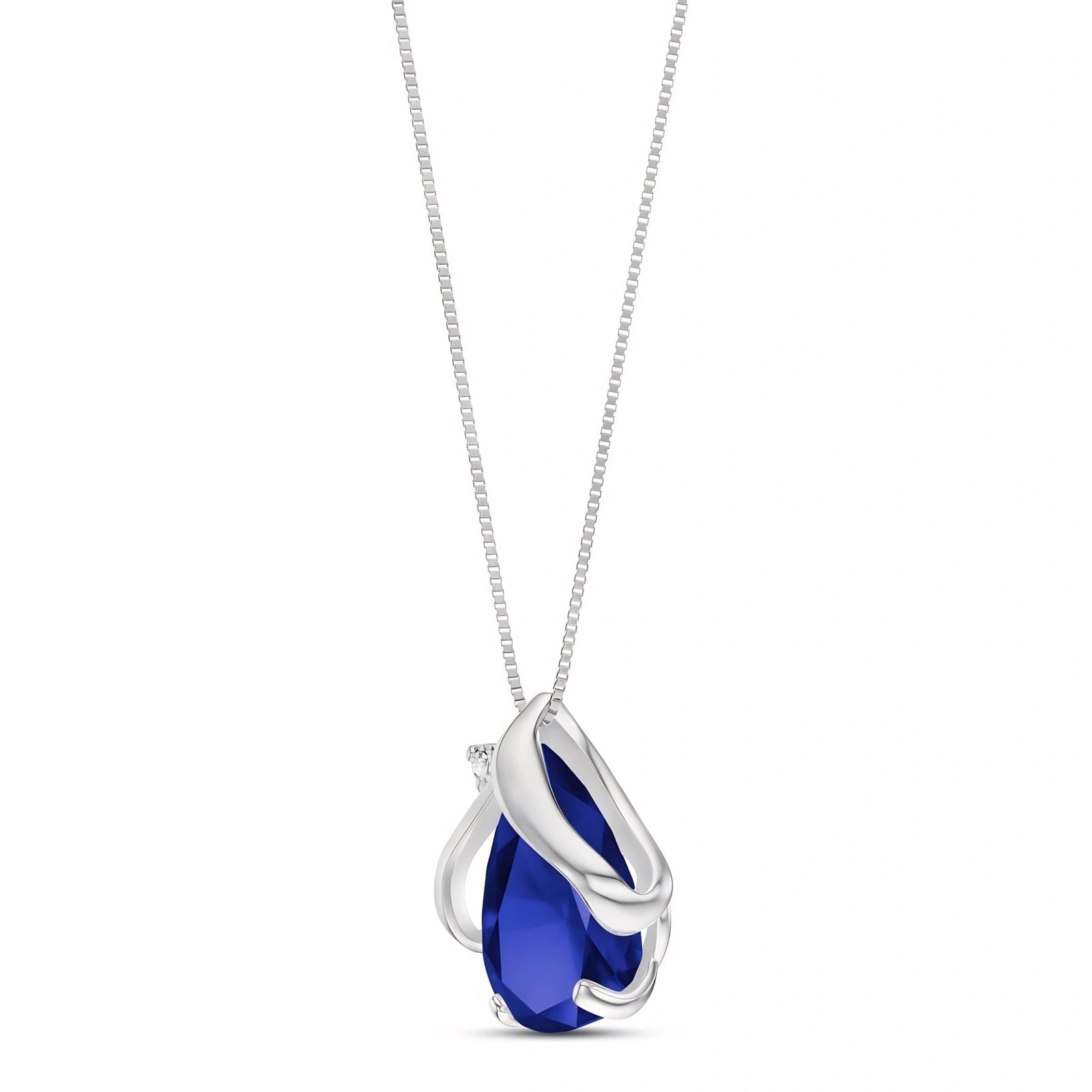 White Gold Signature Pendant Necklace Sapphire 10K — Liana