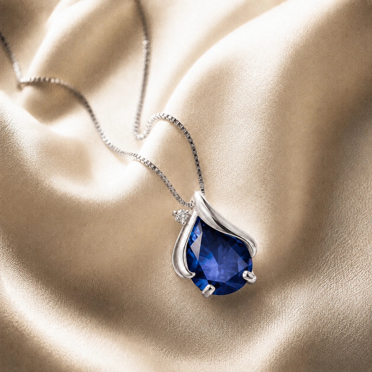 White Gold Signature Pendant Necklace Sapphire 10K — Liana