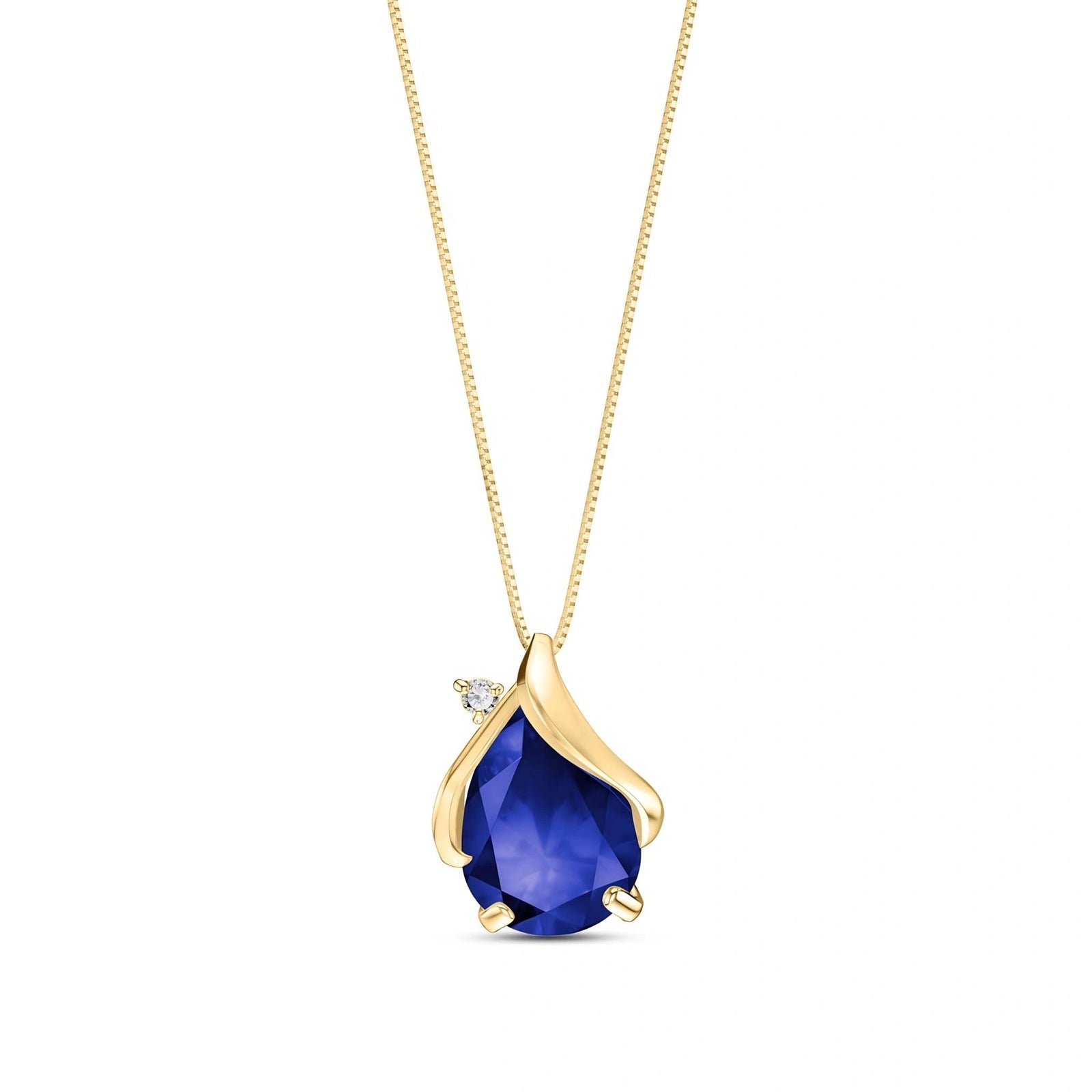 Yellow Gold Signature Pendant Necklace Sapphire 10K — Liana