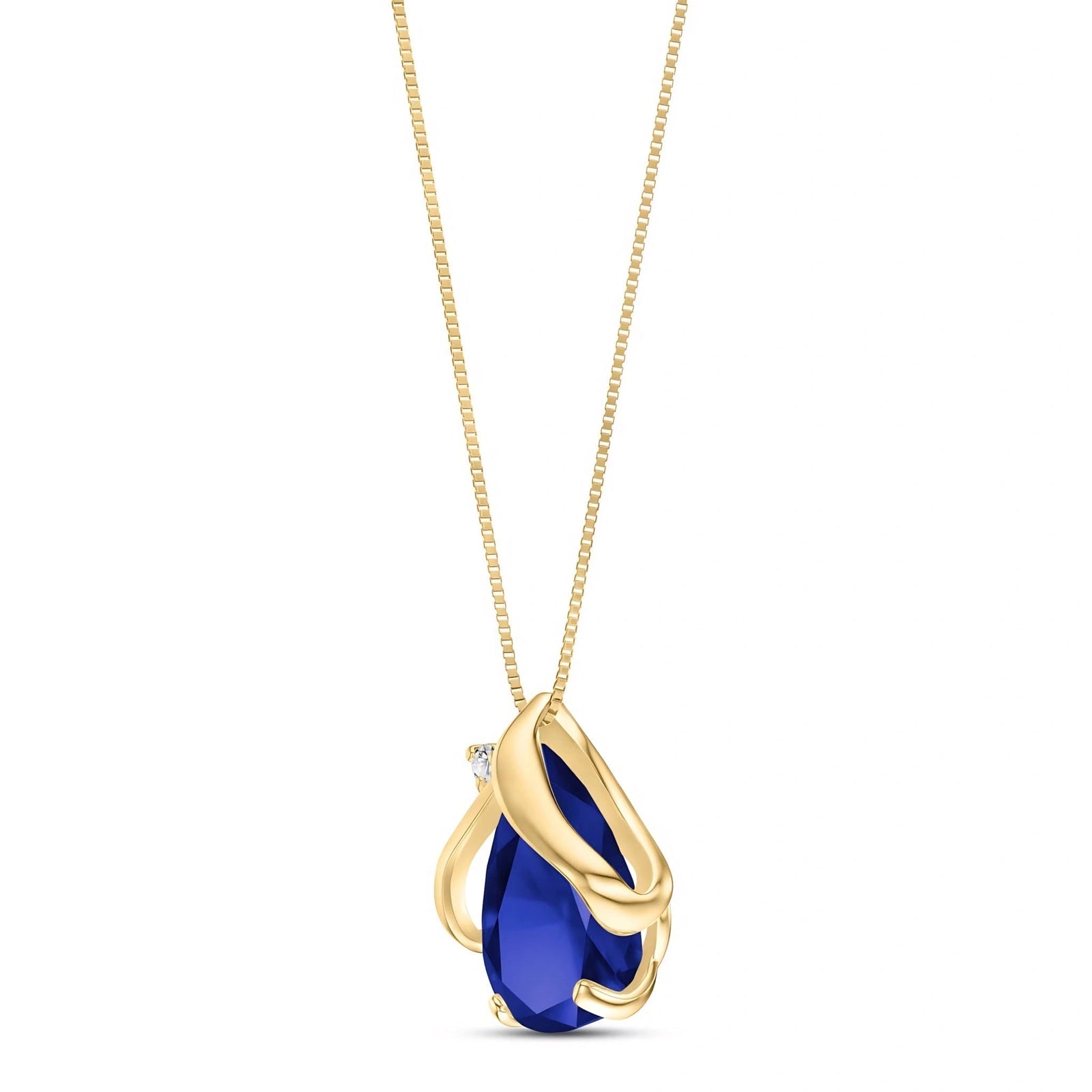 Yellow Gold Signature Pendant Necklace Sapphire 10K — Liana