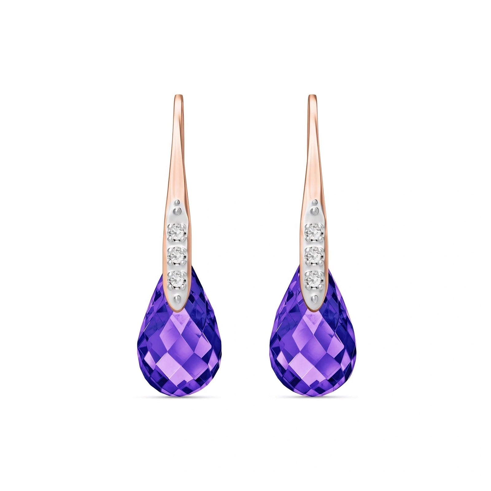 Rose Gold Aura Drop Earrings Amethyst 10K — Domenica