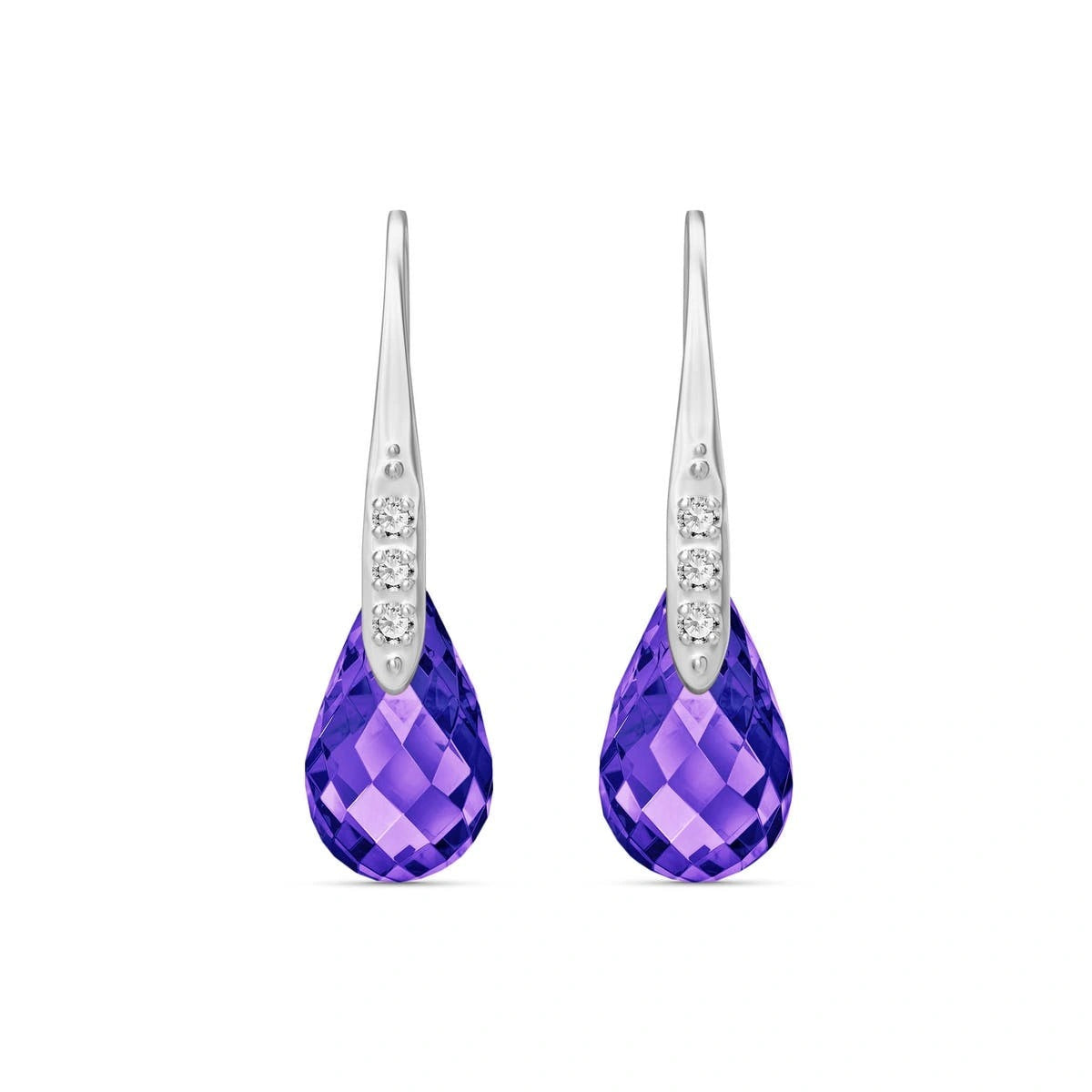 White Gold Aura Drop Earrings Amethyst 10K — Domenica