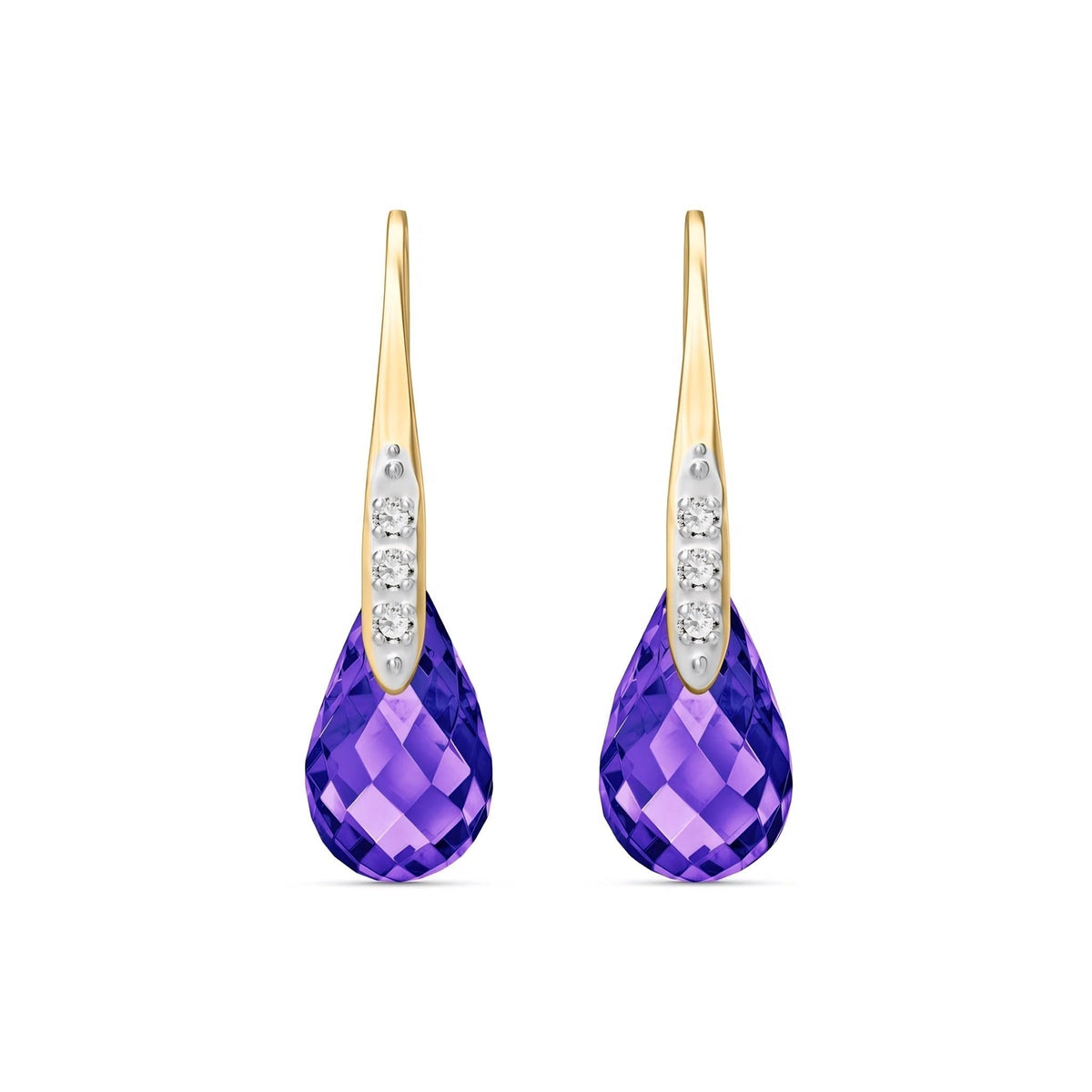 Yellow Gold Aura Drop Earrings Amethyst 10K — Domenica
