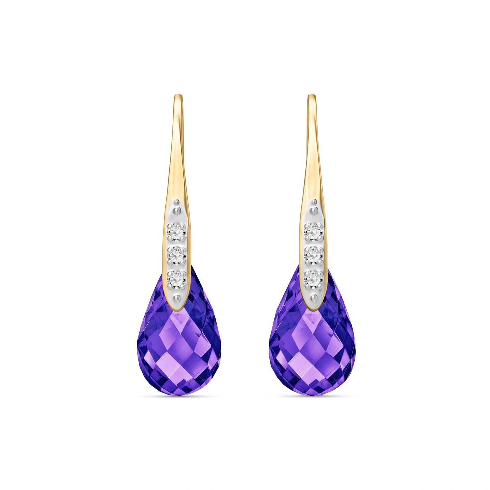 Yellow Gold Aura Drop Earrings Amethyst 10K — Domenica