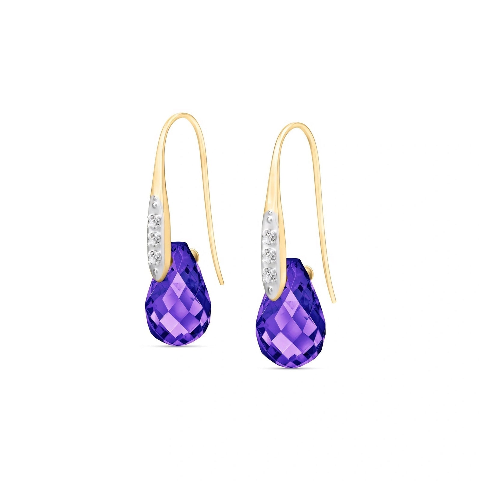 Yellow Gold Aura Drop Earrings Amethyst 10K — Domenica
