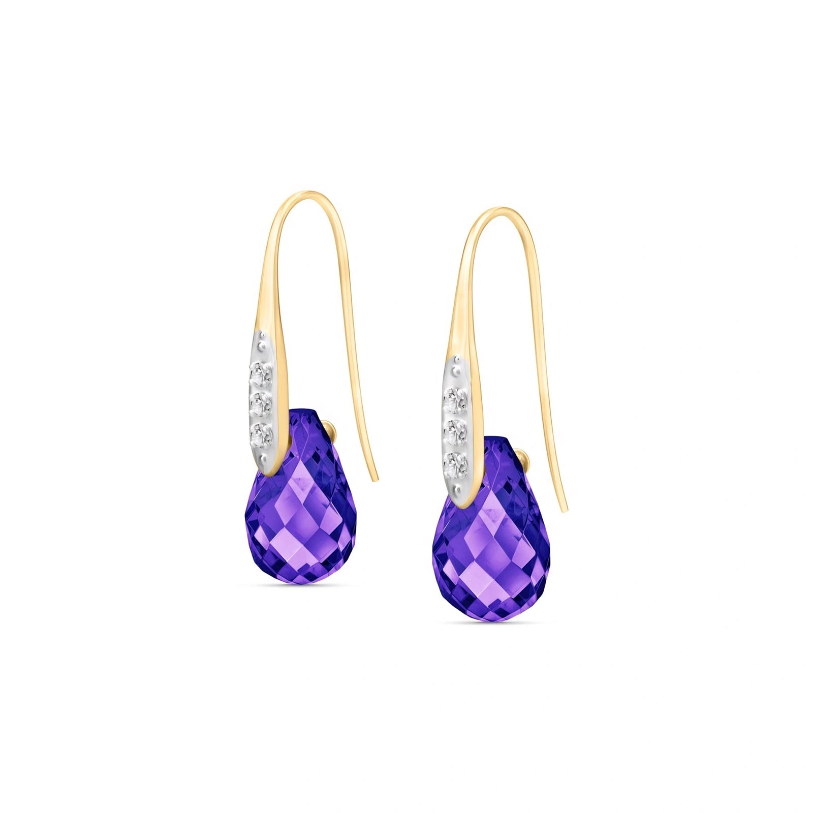 Yellow Gold Aura Drop Earrings Amethyst 10K — Domenica